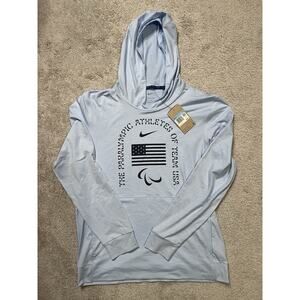 Nike Dri-Fit Team USA Paralympic Long Sleeve Hoodie Mens Medium FZ3169-477 Blue